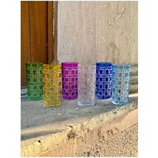 6'lı  Set Berlin Kesme Dekor Kahve Yanı Su Bardağı