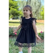 Kız Bebek Elbise Kız Çocuk Elbise Doğum Günü Parti Düğün Elbise Dantelli Kısa Kol astarlı elbise