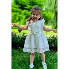 Baby Animals Kız Bebek Elbise Dantelli Kısa Kol Eteği Fırfırlı Trend Doğum Günü Parti Elbisesi