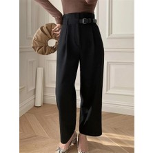 Sosostyle Kadın Yan Deri Kemerli Şık Havuç Pantolun