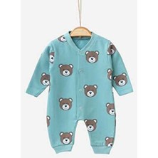 Dinamik çocuk Dinamik Unisex Bebek Tulumu %100 Pamuk Ayıcıklı Baskılı Esnek 1-3-6 Aylık Günlük Kullanım İçin