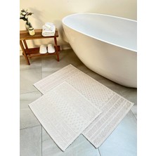 Tapis Doğal Pamuklu 2'li Banyo Paspas Seti 60X100 50X60 - Taş