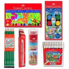 Faber-Castell 6 Parça Set Okul Kırtasiye Kuru Sulu Boya Kalem Renkli Ve Çeşitli Ölçülerle