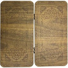 Mini Tavla Seyahat - Tesbih Ağacı Desenli Cep Tavla 24X24 cm -Plastik Pullar- Backgammon