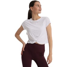 Marana Cropped Top Kadın Beyaz Günlük Stil T-Shirt 25KK1032-KBYZ