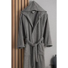 Eos  Unisex Pamuk Çizgili Kapüşonlu Bornoz | Çeyiz | Bornoz Seti | Sabahlık | Hediyelik