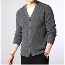 Youknitwear You Youknitwear Erkek Slim Fit Triko Hırka Orta Kalınlıkta Düz Desen Şık Tasarım