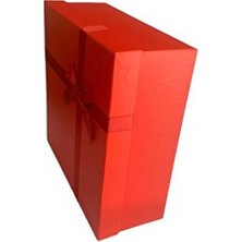 Hediye Kutusu Kırmızıkurdeleli Şık Kırmızı 30 cm En 30 cm Boy 12 cm Yükseklik Söz Damat Bohçası