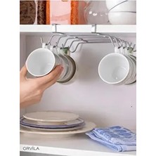 Raf Altı Asılabilir 10 Kancalı Fincan ve Kupa Bardak Düzenleyici Askılığı - Krom