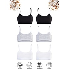 Özkan 42324 6'lı Paket Kız Çocuk Pamuklu Karışık Renk Süprem Pedsiz Alıştırma Sütyeni Esnek Rahat In