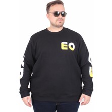 Mocgrande Büyük Beden Bisiklet Yaka Sweat Double Face Pike Eo 25703 Sıyah