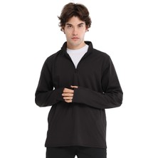 Boone Half-Zip Erkek Siyah Koşu T-Shirt 25KE1015-SYH