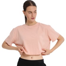 Sedona Cropped Kadın Pembe Günlük Stil T-Shirt 25KK1034-PPMB