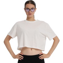 Sedona Cropped Kadın Beyaz Günlük Stil T-Shirt 25KK1034-KBYZ