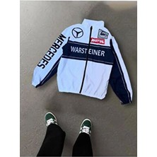 Unisex Paraşüt Kumaş Oversize Dijital Baskılı Siyah Rüzgarlık Yağmurluk Ince Ceket