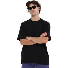 Wink Oversize Erkek Siyah Günlük Stil T-Shirt 25KE1024-SYH