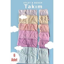 Dondeza 6'lı Pastel Renk Kız Çocuk Fitilli Atlet & Boxer Takım