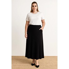 Stil Diva Minaaise Sarı Poplin Beli Lastikli Uzun Etek 27321 Kadınlar İçin Rahat ve Şık Seçim