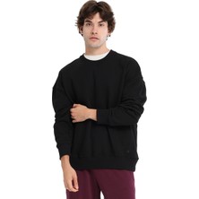 Ault Oversize Erkek Siyah Günlük Stil Sweatshirt 25KE1009-SYH