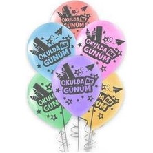Parti Dükkanım Okulda Ilk Günüm ve Back To School Balon (10 Adet) /10 adet balon çubuğu hediyelidir