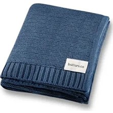 Battani.Co Basics Petrol Mavi Triko Örgü Bebek Battaniyesi 85CM X85CM Kız ve Erkek İçin Düz Desenli Akrilik