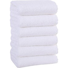 KAYABEY HOME Kadife Beyaz 6 Parça El Yüz Havlusu 30 x 50 cm Misafir Mutfak Banyo Spor Kullanım