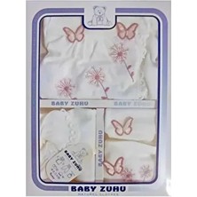 Yenidoğan Kadın Cinsiyet İçin Baby Zuhu Kelebek Desenli 5'li Lüks Hastane Çıkış Seti
