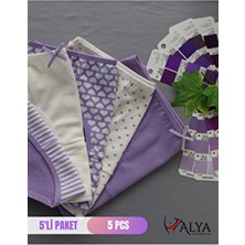 Alya Underwear Kız Çocuk 5'li Paket Garson Pamuklu Kumaş Lila Varyant Slip Külot Rahat Tasarım 3-4 Yaş