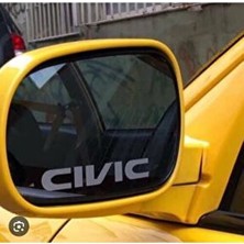Honda Cıvıc Gri Ayna Yazısı 2 Adet 8x1.2 cm Şerit Özellikli Renkli Tasarım