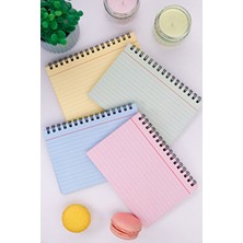 4'lü Çok Renkli Çizgili Defter Seti 9 x 15 cm 50 Yaprak Karton Kapak Not Defteri