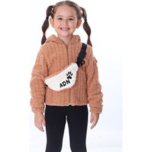Kareluxe Kahverengi Peluş Aksesuarlı Çocuk Hırka - Unisex 1-5 Yaş
