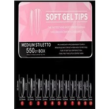 Nail Master Soft Jel Tips Uzatma 550 Adet Protez Tırnak Tipsi Orta Stiletto Kalite