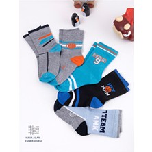 Hobins Sportswear & Company 5 Çift Çok Renkli Basket'ci Desenli Kadın Soket Çorap Örme Kumaş ve Esnek Doku