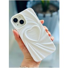 Apple Iphone 13 - 14 - 15  Uyumlu 3D Mat Saten Kalp Kabartma Desenli Darbe Önleyici Silikon Kılıf