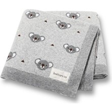 Kız ve Erkek Bebek Için Triko Örgü Bebek Battaniyesi 85CM X85CM Açık Gri Koalacık