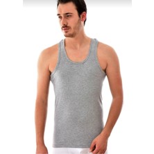 Tutku Erkek Penye Klasik  Gri Atlet TER0101  6'lı Paket + Elastan Likralı Pamuklu Boxer  Siyah Külot TER0114  6'lı Paket