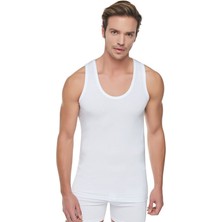 Tutku Erkek Ribana Esnek Pamuklu Beyaz Atlet TER0102 6'lı Paket + Elastan Likralı Pamuklu Boxer  Siyah Külot TER0114  6'lı Paket