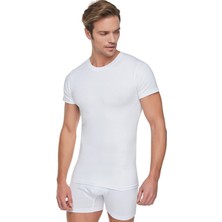 Tutku Erkek Esnek Yapılı Sıfır Yaka Beyaz Atlet TER0105 6'lı Paket + Kom Slip Beyaz Külot TER0109 6'lı Paket