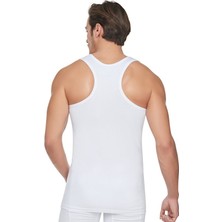 Tutku Erkek Ribana Sporcu Pamuklu Çapraz Sırt Beyaz Atlet TER0118  6'lı Paket + Elastan Likralı Pamuklu Boxer  Gri Külot TER0114  6'lı Paket