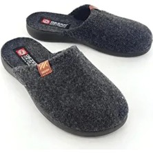 Erkek Kışlık Keçe  Füme Renk Ev, Misafir ve Çeyiz Terliği