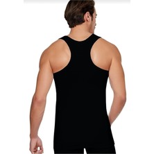 Tutku Erkek Ribana Sporcu Pamuklu Çapraz Sırt Siyah Atlet TER0118  6'lı Paket + Kom Slip Beyaz Külot TER0109 6'lı Paket