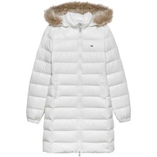 Tommy Hılfıger Kadın Marka Logolu Kapüşonlu Şık Görünümlü Full Fermuarlı Günlük Kullanıma Uygun Beyaz1 Mont DW0DW18864 Ybl