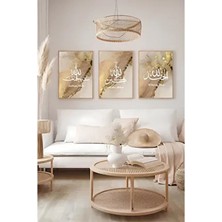 KutuTR Dekorize MDF 3 Parça 3 mm Çerçeve Görünümlü İslami Tablo 3029 Gri Renk Modern Tasarım 13 x 17