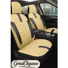 Seat Ibiza Oto Koltuk Kılıfı – Trobus Vira Grindelegance Bej-Siyah | Pamuklu Deri Detaylı, Yan Airbag Uyumlu, Üniversal, Kolay Montaj, 3 Katmanlı Konfor