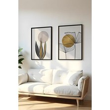 Huhuli Ahşap Siyah Çerçeveli Soyut Tablo Seti 20 x 30 cm Modern Tasarım