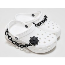 Kemx Crocss Aksesuar Süsü Kadın Terlik ve Sandalet İçin Siyah-Beyaz Desenli Aksesuar