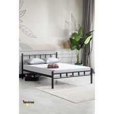 Sevinse Home Çift Kişilik Ferforje Metal Karyola Modern Tasarım 160 x 200 cm Siyah Renk Dayanıklı Yapı