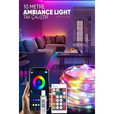 10 Metre Rgb Kumandalı Telefon Kontrollü Kayar Magic LED Ses Müzik Kontrollü Şerit Işık