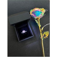 Işıklı Yüzük Kutusunda Kalpli Yüzük Ayarlanabilir Ciddi Ilişki Yüzüğü Sonsuzluk Gülü Hediyelik