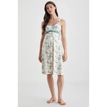 Catherine's Lux Mood Hamile Elbisesi Ekru Renkli Basic Silüet Yazlık Çiçek Deseni